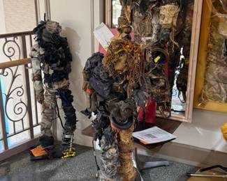 3 Sculptures by Diane Cooper, Mixed Media Textile and Wrought Iron Sculptures Running Man