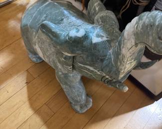 Jade Nephrite carved sculpture Elephant with Up turned trunk, Large