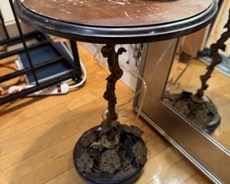 French Napoleon Wood/Metal Leaf Table