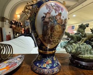 Limoges Porcelain Vase Cobalt Blue 24K Gilt Gold
