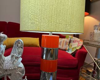 1970' Chrome bakelite cylinder table lamp (orange)