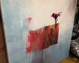 Diane Cooper abstract with flower acrylic on canvas