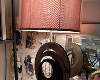Metal Orbs Dark patina Table lamp 1970'
