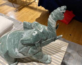 Jade Nephrite carved sculpture Elephant, Large