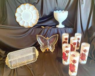 215 Milk Glass Gold Embellishments