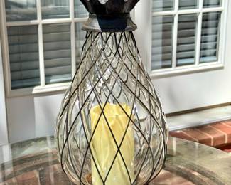 $38/each. TWO Avail. Glass pineapple hurricanes.
