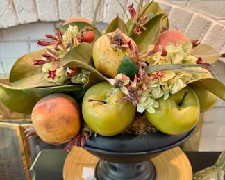 $54. Faux apple arrangement in black bowl with pedestal. approx l 16" H