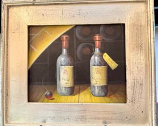 $100/each. Original hand painted, signed, wine cellar stills. 15 x 13H, includes the frame.