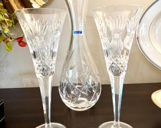 $38. Marquis Waterford Caelyn carafe. 13"H. $110/PAIR of waterford prosperity champagne flutes.