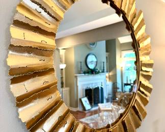 $100. Contemporary wall mirror. Gold accent. 33" D.