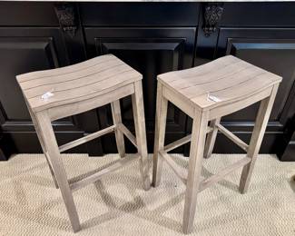 $50/each. THREE avail. One new in box not shown. Grey bar height stools. 30"H.