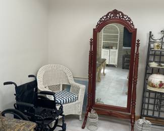 Cheval Mirror, wicker, wheelchair