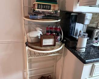shelf, cookbooks, appliances