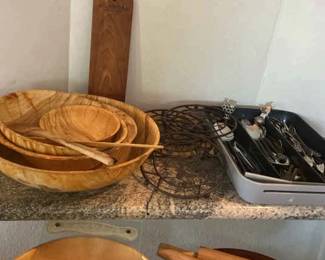 Wooden Bowls And Silverware