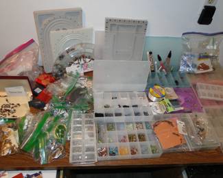 Lots of beads and books on beadwork