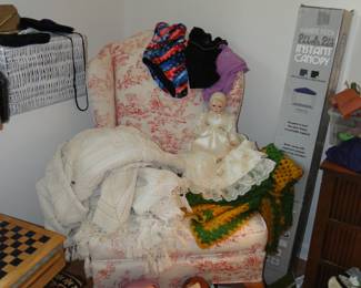 (Chair not for sale), Clothes, dolls