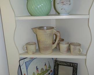 Jadite Pitcher jug, Frankoma pitcher and mugs and more