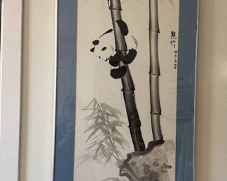 Beautifully framed Japanese watercolor, 18 X 38.5 inches