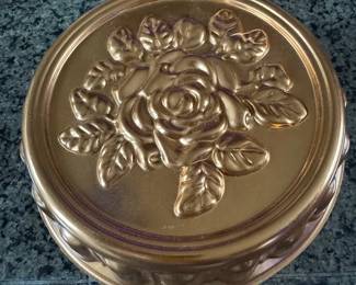 Vintage Copper Jello Mold with embossed roses