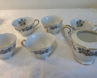 Noritake China, "Laurette," (1950 - 1957), five coffee cups, one creamer