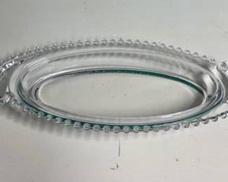 Imperial Glass, Candlewick Oval Celery Crescent-Handled Serving Dish, 13"