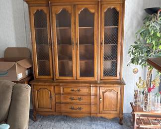 Thomasville French Provincial walnut china cabinet