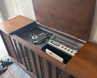RCA stereo and record player console with original manual