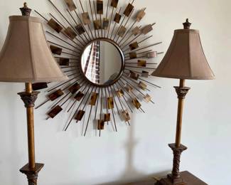 Lamps And Sunburst Mirror
