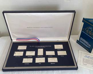 01 1980 US Olympic Postage Stamps In Solid Sterling Silver