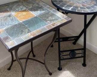 Mosaic Tables And Candle Sconce See Note
