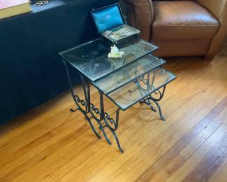 GLASS AND METAL NESTING TABLES
