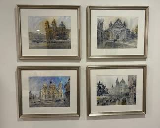 Set of 4 "Petite Tours Europe" Ballard Design 18.5 x 15.5 $120