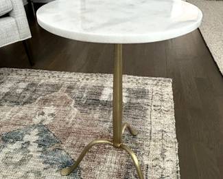 Cosmopolitan Quartz and Antique Brass Finish Base Side Table 15" dia x 23 H $375