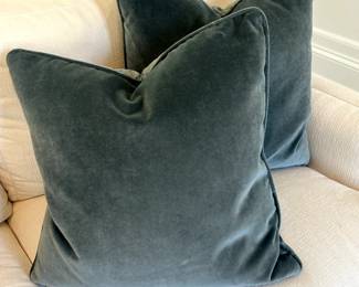 Teal Mohair Pillows, Pair 20" Sq $250