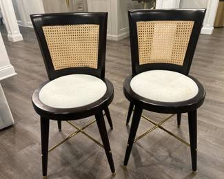 Black/Cane Chairs, Pair 19" (seat height) 18" (seat diameter) x 34 H $225