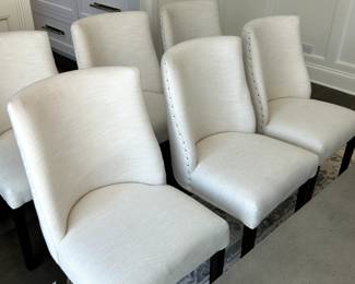 RH White Upholstered Dining Chairs, Set of 6 $1500
