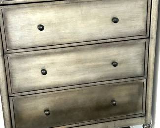 5 Drawer Dresser Smokey Silver Finish 34.5" W x 21" D x 47" H $400
