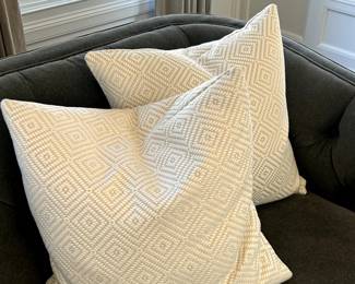 White/off white Diamond Patterned Pillow, Pair 20" Sq $295