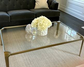 Baker Glass and Brass Coffee Table 54 W x 34 D x 16 H $750