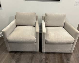 RH Grey Swivel Chairs, Pair 31 W x 34 D x 28.5 H $2000