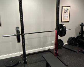 Squat Rack, bench and weights $900