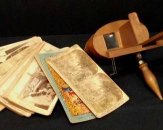 Antique stereoscope and card collection