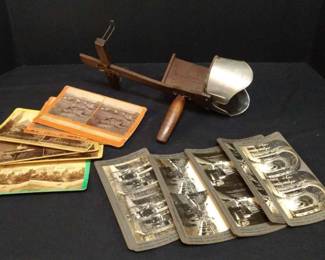 Antique stereoscope with cards