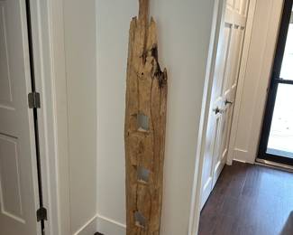Custom wood accent on metal base 75" t