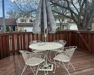 White Wrought Iron Patio Set with Umbrella