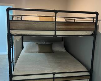 Queen bunk beds with linens