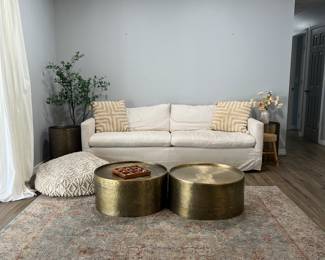 Living room sofa, end tables, coffee tables, rug