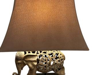 Carved Elephant Table Lamp