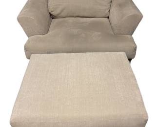 Beige Fabric Chair Ottoman