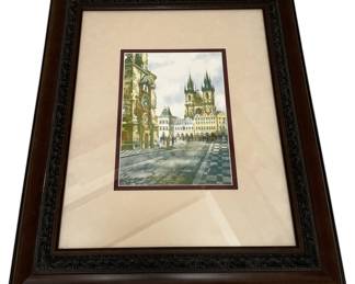 Prague Afternoon Clock Church Print